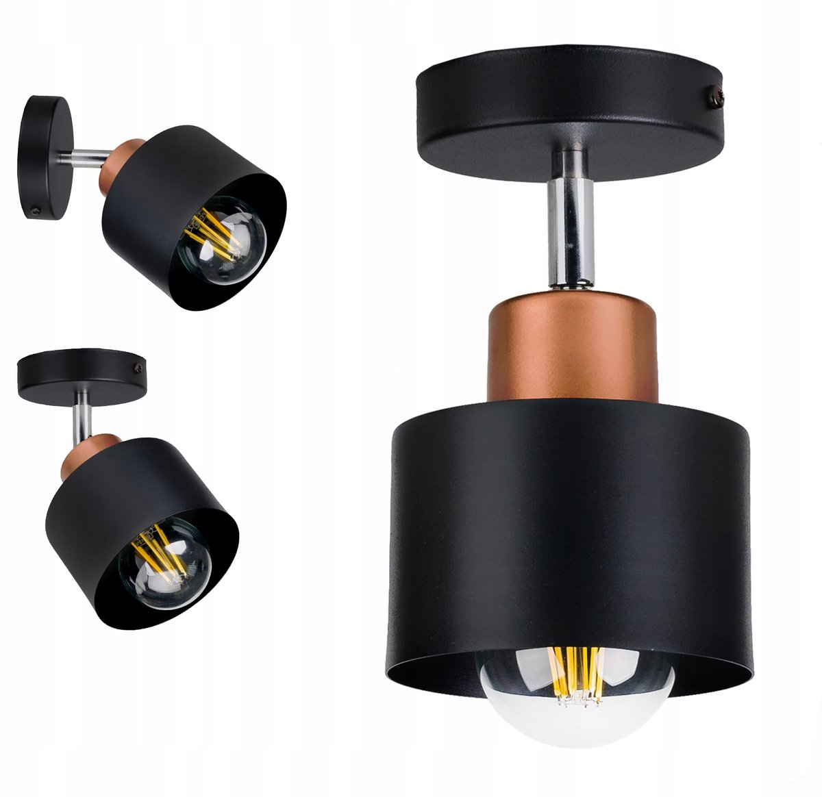Hanglamp en wandlamp KUBEK Koper E27 60W