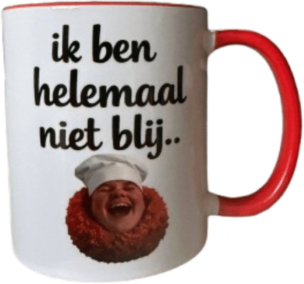 Britterbal mok - wit rode mok met rood handvat - 1 stuks