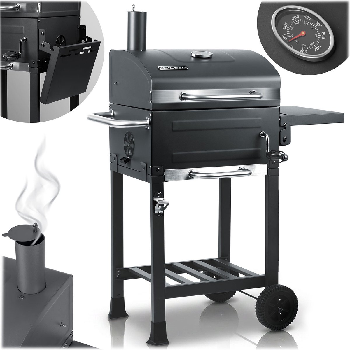 Berdsen BBQChef™ - Houtskoolbarbecue - Stalen Roosters - 107 x 80 x 50 cm