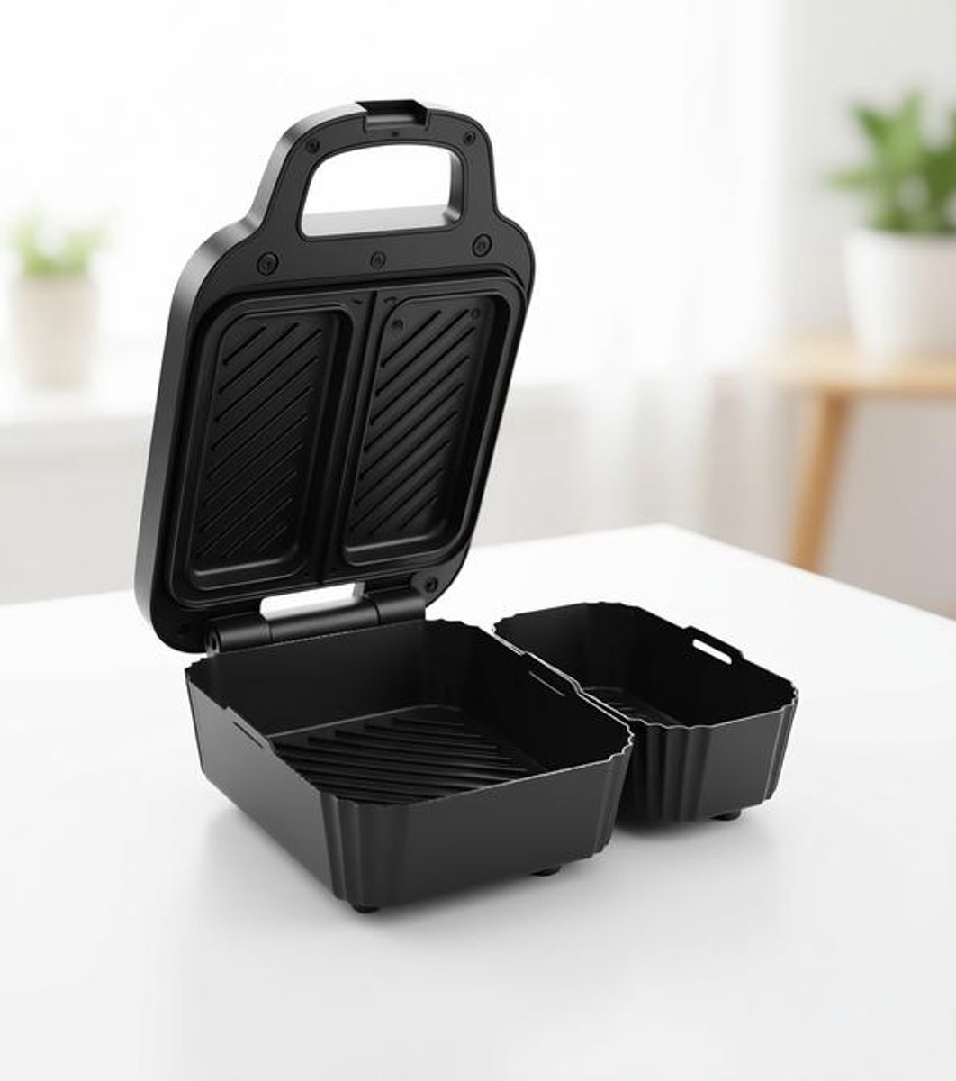 Maison Elara Siliconen airfryer-inzetstukken, antiaanbaklaag, zwart, 2 stuks