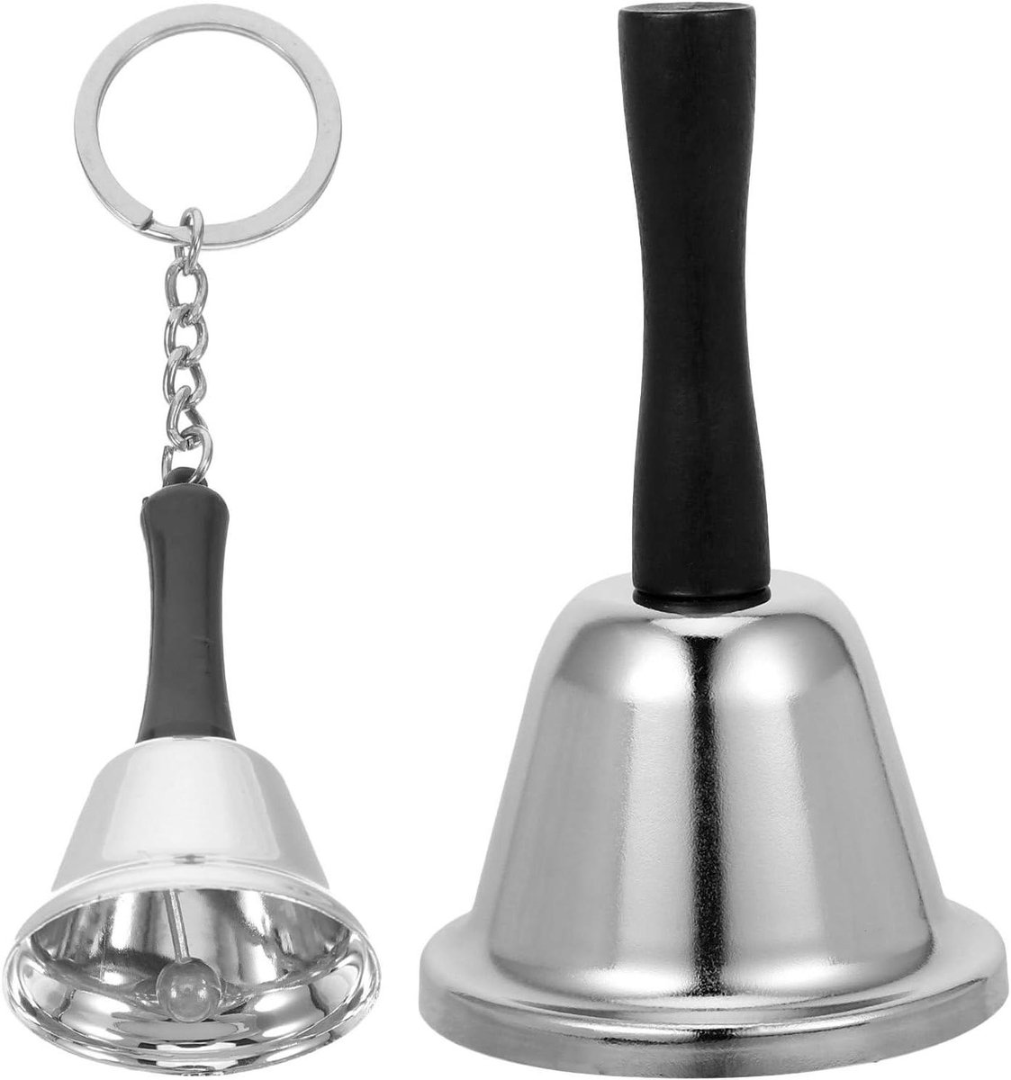 Handbel - Tafelbel Service - Aandacht Trekken - Roestvrij Staal - 12.5 cm Hoog - Zilver