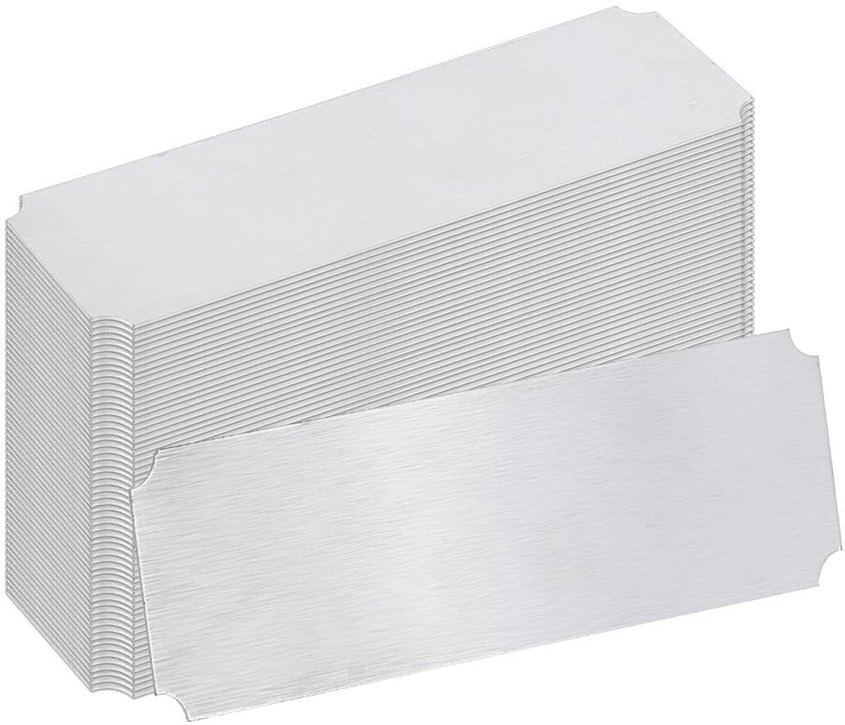SOUQONE- Aluminium Labels 60 Stuks - Lasergegraveerde Metalen Plaat - Blanco Labels - 7,5 x 2,5 cm - Voor Ketting/Armband - Zilver Metaal - Etiketten