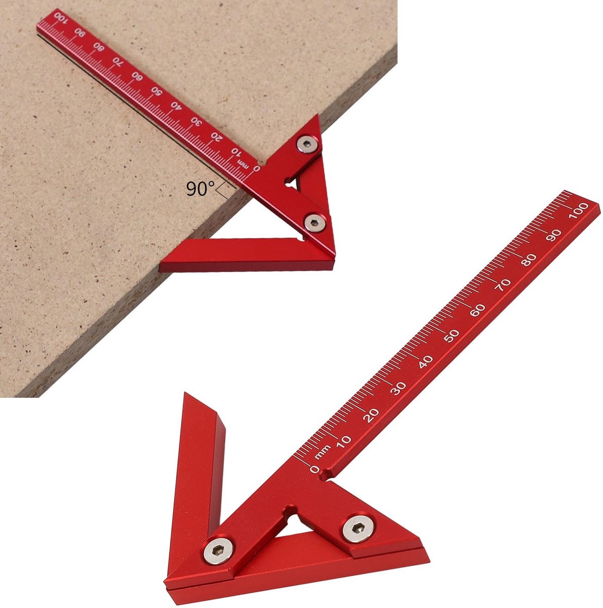 VLEMICO- Middenzoekmeter 105 mm Aluminium - Nauwkeurig Meetinstrument - Houtbewerking - Lichtgewicht - Compact - Duurzaam - Meetlat