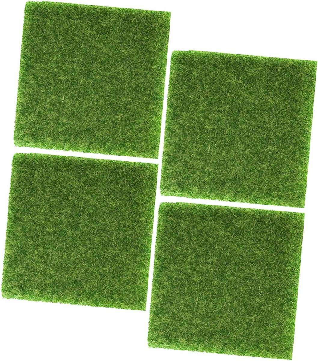 Nepgras Decoratie - Kunstgras Mat - Landschap Bouwen - Realistisch Uiterlijk - 4 Stuks - Groen