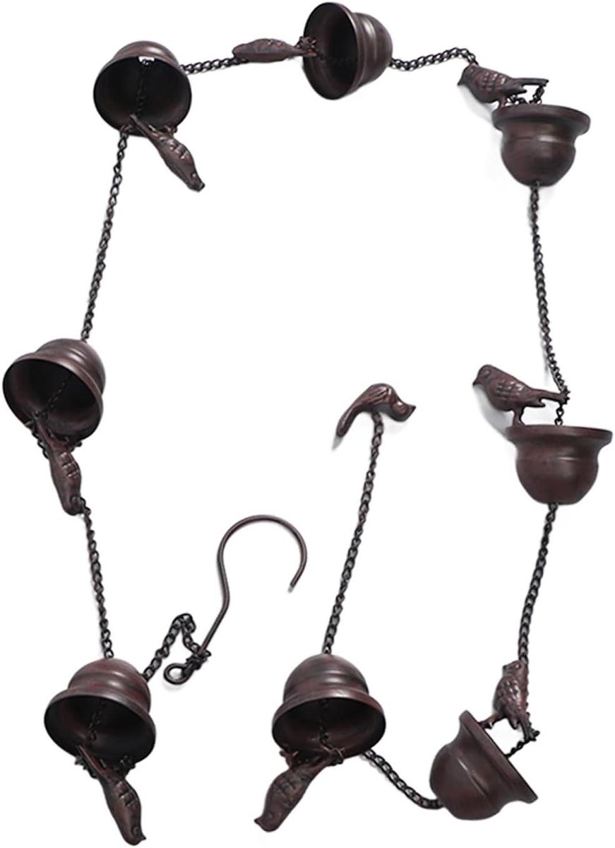 Regenketting Decoratief - Met Vogels - Water Leiden - Gepoedercoat IJzer - 15 Meter - Rustiek Brons