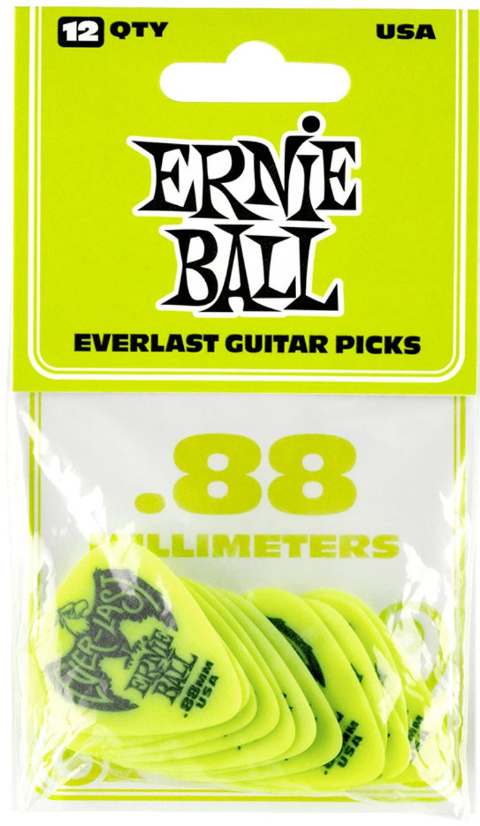 Ernie Ball Plectrums - Everlast Groen - 0.88mm 12 stuks
