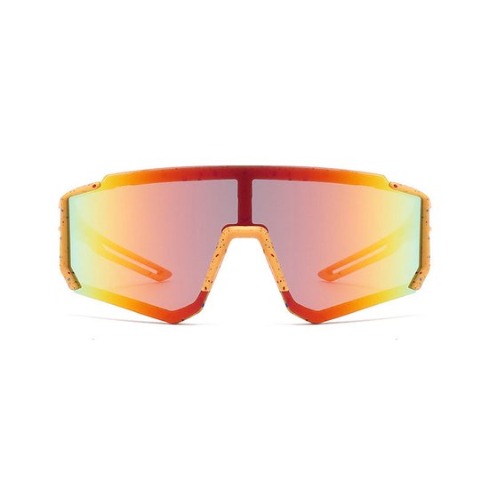 Zonnebril - Fiets - Sport - Festival bril - Rave - Voor kinderen - Semi randloos - Met oranje pootjes - Multicolor spiegelglas — afbeelding 2