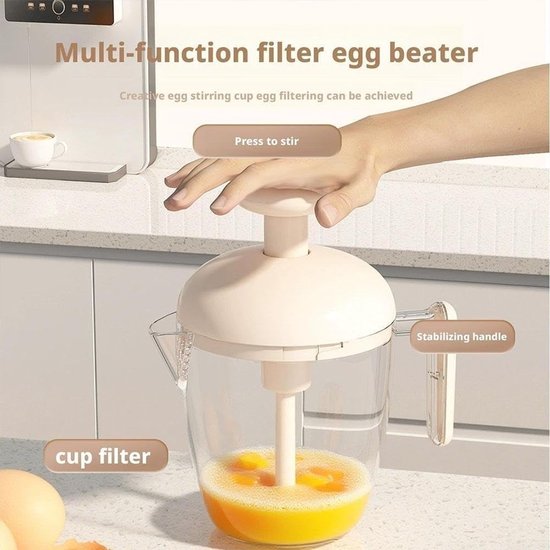 Handmatige Eierklopper - Keukenmixer Roerder - Mengen Beslag - Verbeterd Ontwerp - 20 x 14 x 10 cm - Wit — afbeelding 2