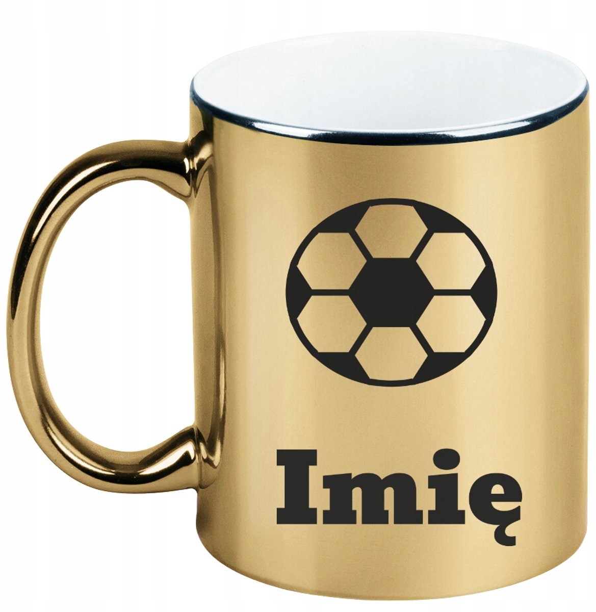 Gouden Mok met Naam - Voetbal Fan Cadeau - Keramiek 330ml