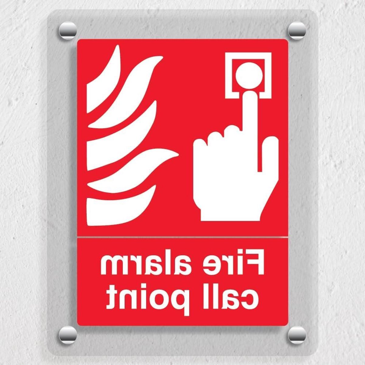 Noodoproeppaneel - Brandalarm Teken - Veiligheid Aangeven - Met Afstandhouders - 150 x 200mm - Rood