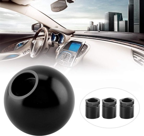 Versnellingspookknop Metaal - Pookknop Rond - Auto Aanpassen - Universele Pasvorm - 10 cm Diep - Zwart — afbeelding 3