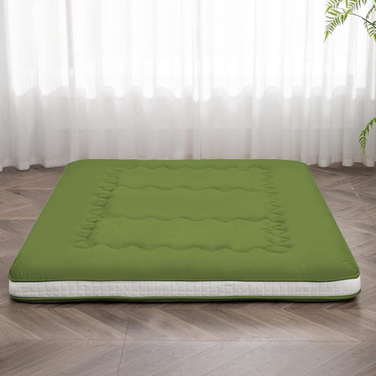 Japanse Futon Matras - Vloermatras Opvouwbaar - Comfortabel Slapen - Extra Dik Traagschuim - Twin Maat - Groen