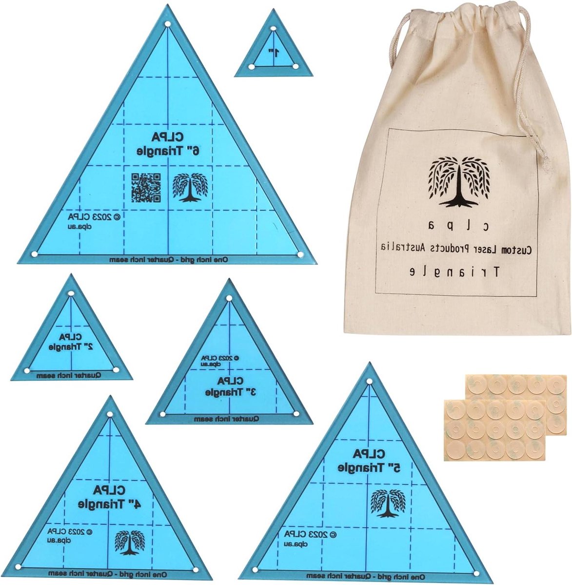 Quilt Stencil Set - Snijliniaal Set - Quilten en Naaien - Niet-Glijdende Siliconen Stippen - 1 tot 6 inch - Transparant