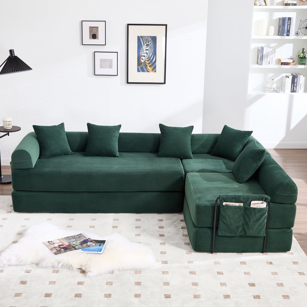 MODFU Modulaire Bank - Met Opbergvak En Slaapfunctie - Modern - Voor Woonkamer - Ribstof -