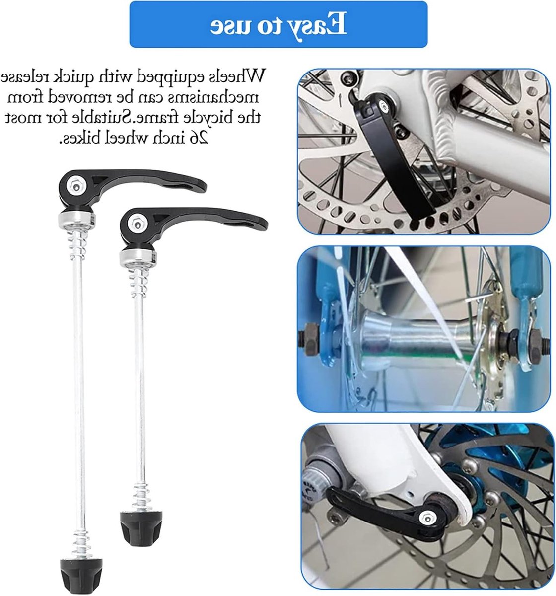 Set van 2 Snelle Ontgrendeling Skewers voor Fietsen Geschikt voor 66cm Wielen Voor- en Achterwielen Ideaal voor Racefietsen en Mountainbikes
