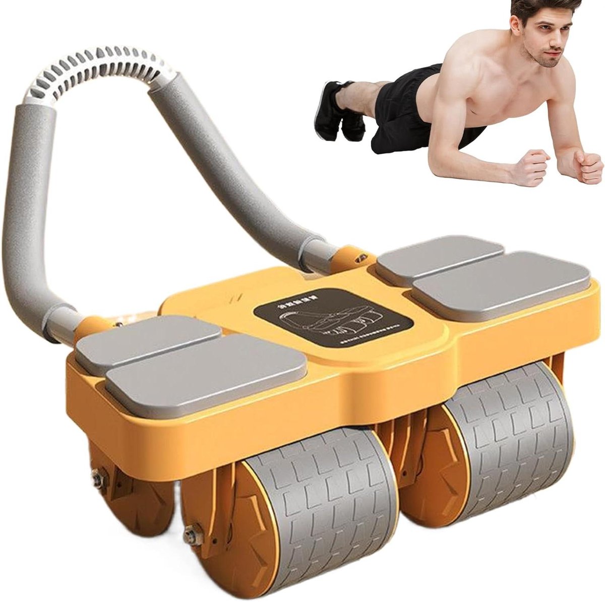 Buikspierroller met Steunen - Core Trainer - Spieropbouw Thuis - Automatische Terugslag - 38 cm Breed - Oranje
