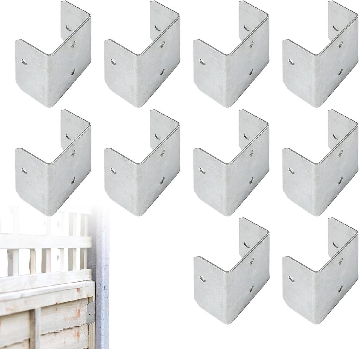 Hekhouders - Paneelklemmen - Tuinafscheiding Maken - Roestvrij Metaal - 10 Stuks - Zilverk