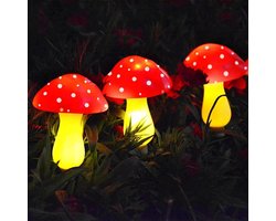 LIQS Solar Mushroom Lights, Waterproof Mushroom Landscape Lights 8 Lighting Modes Outdoor Mushroom Garden Fairy Lights for Decorations (6 Pack, Red)