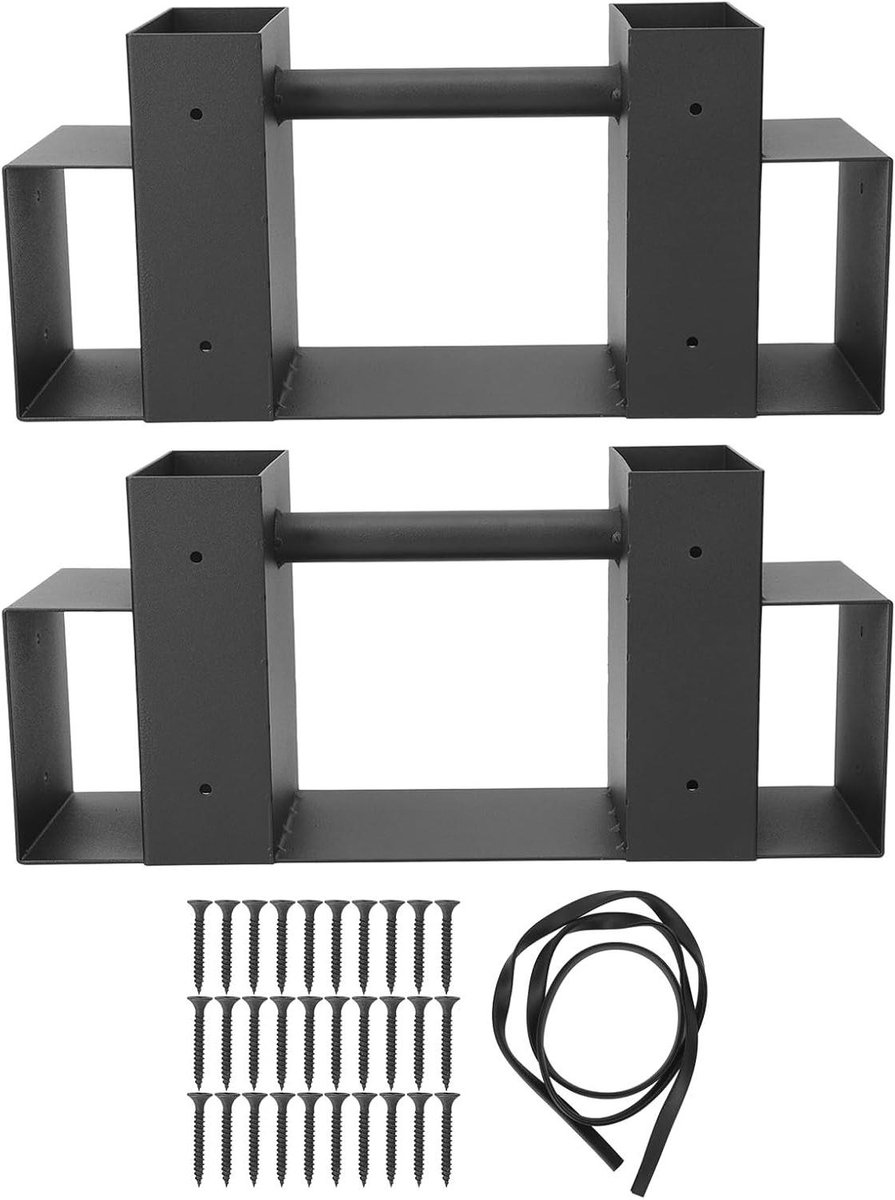 Brandhout Opbergrek - Houtopslag Houder - Haardhout Opslag - Verstelbare Maten - 36x22x17 cm - Zwart