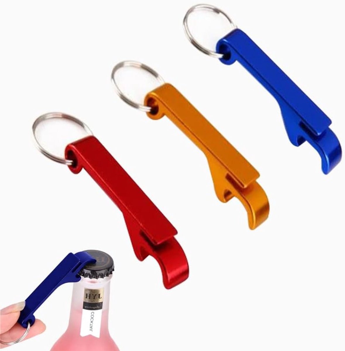 Set van 3 Kleurige Mini Flesopeners voor Feesten, Perfect voor Bier en Drankjes