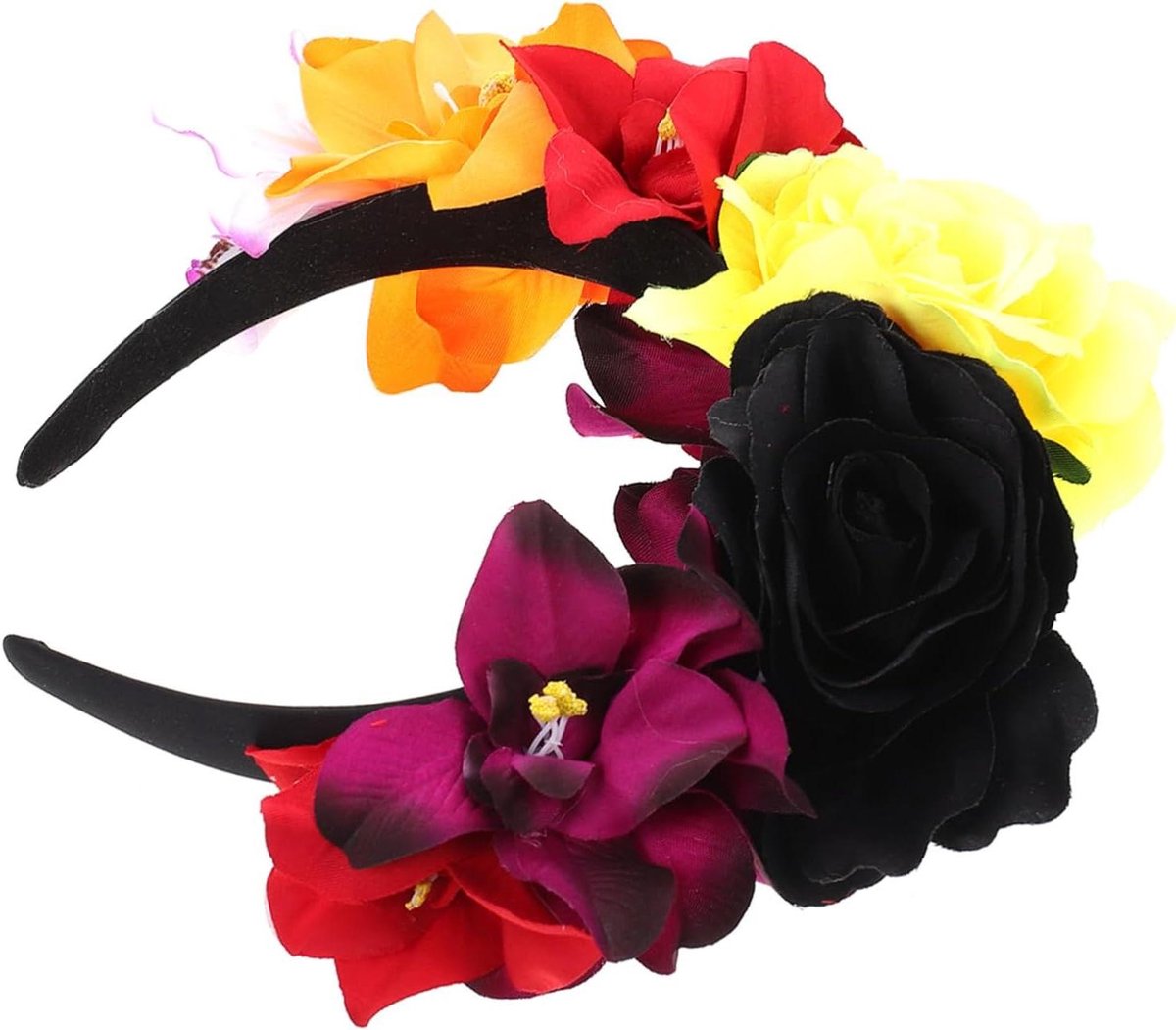 Bloemen Hoofdband - Rozen Haarband - Feest Accessoire - Handgemaakt Bloemendecor - 21 cm - Roze