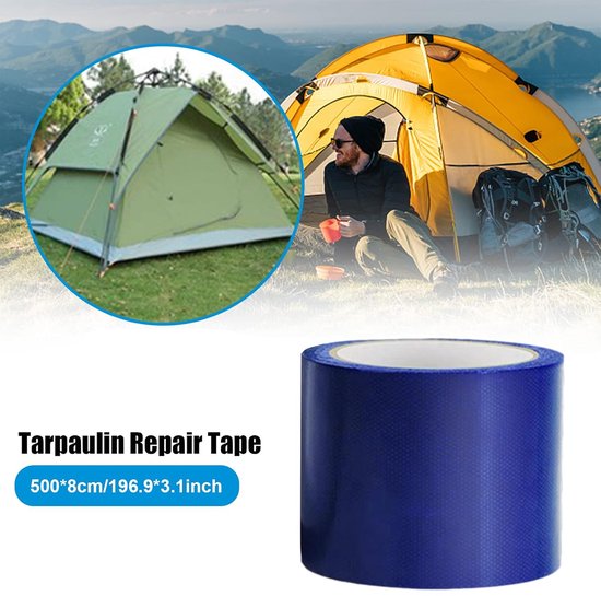Dekzeil Reparatie Tape - Plakband voor Luifels - Waterdicht Repareren - Sterke Hechting - 8cm x 5m - Blauw — afbeelding 2