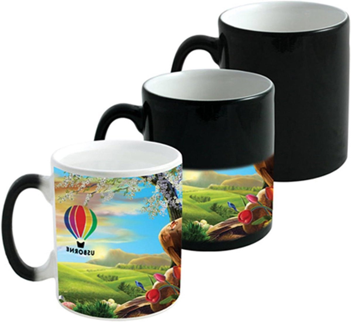 Magische Mok - Kleurveranderende Mok - Koffie Drinken - Gepersonaliseerd Ontwerp - 300 Milliliter - Zwart