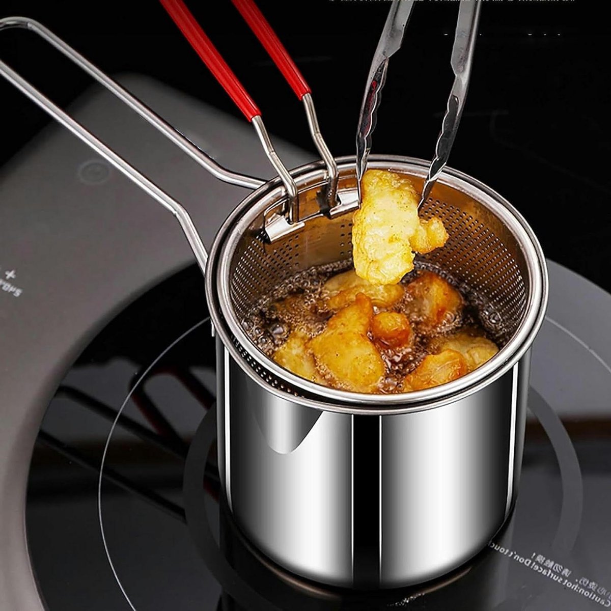 Kleine Frituurpan - Mini Frituurpan - Thuis Frituren - Met Mandje en Klem - Voor 1 Persoon - Zilver