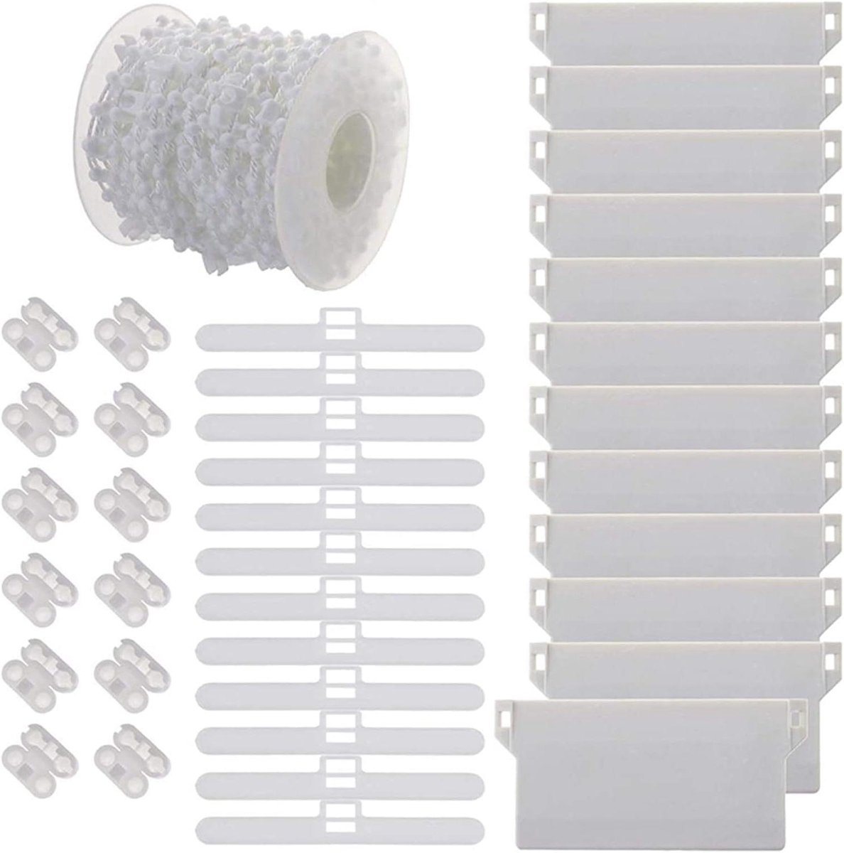 Verticale Blind Onderdelen - Reparatieset Lamellen - Raambekleding Herstellen - Compleet met Ketting - 37 Delen - Neutrale Kleur