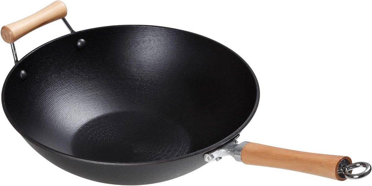 Gietijzeren Wok - Roerbakpan - Aziatisch Koken - Lichter Gietijzer - 5 Liter - Grijs