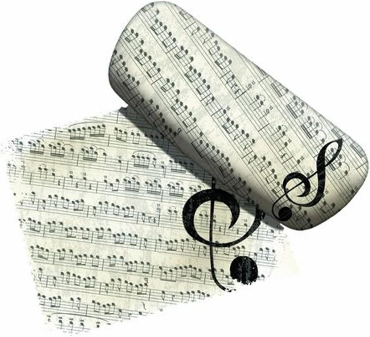 Brillenhoesje met Doekje - Brillenbewaarder - Brillen Beschermen - Muziek Noten Design - 3.8 x 15.9 cm - Multicolor