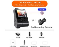 Dash Cam Dual Car Camera – 1944P HD – WiFi – Voor & Achter – 24H Parkeerbeveiliging – D²save Opslag – Zonder Geheugenkaart