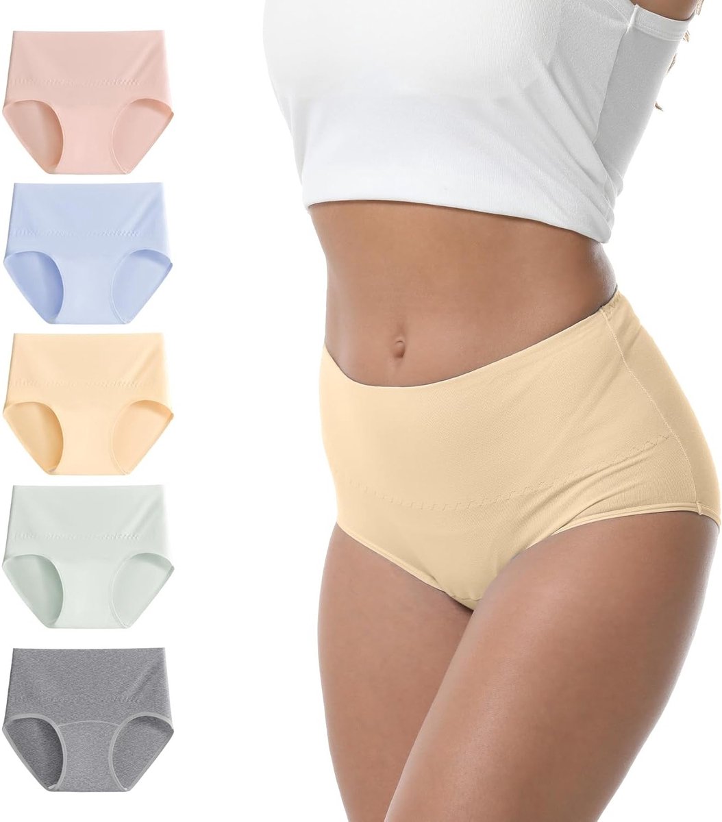 Hoge Taille Katoenen Ondergoed voor Vrouwen met Stretch, Ademend en Comfortabel Dubbel Laag Ontwerp, Zacht en Vochtregulerend voor Dagelijks Gebruik