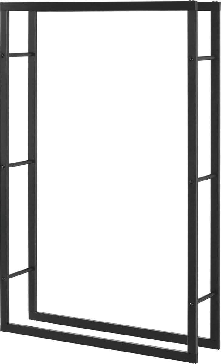 Brandhoutrek - Houtopslag - Open haard - Stabiele metaalconstructie - 150 x 100 x 25 cm - Zwart