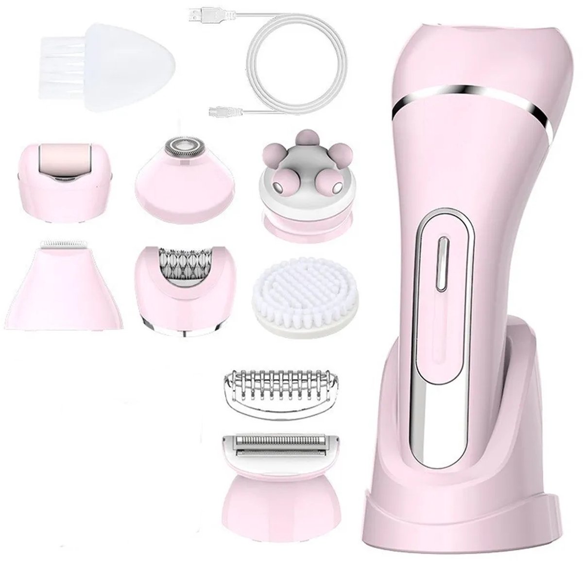 Epilator voor vrouwen - 7-in-1 epilator voor vrouwen - Lichaamsscheerapparaat - Bikinilijntrimmer - Gezichtsscheerapparaat - Eeltverwijderaar voor voeten - IPX7 waterdicht elektrisch scheerapparaat - Ideaal cadeau voor vrouwen - Roze