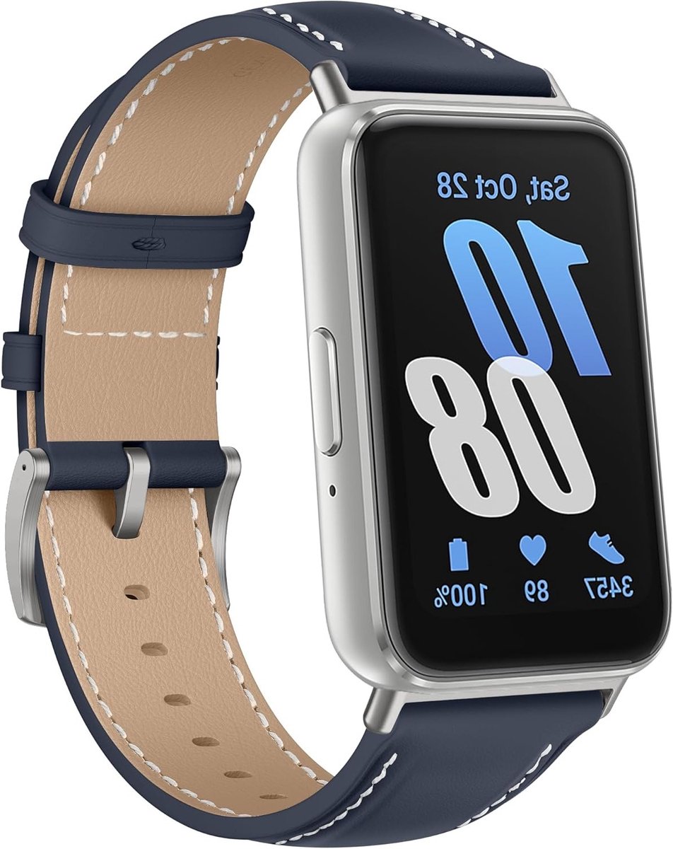 Verstelbare PU Leren Horlogeband voor Smartwatch, Zacht en Comfortabel, Geschikt voor Galaxy Fit 3, Blauw, Elegant en Duurzaam