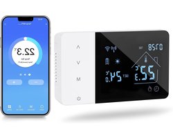 Wifi Thermostaat - Digitale Chronothermostaat - Verwarming en Koeling - Spraakbesturing - 2 Draads - Zwart