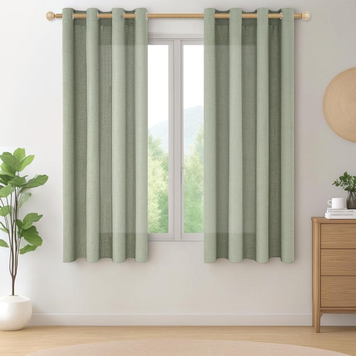 Gordijnen met Oogjes - Linnenlook Gordijnen - Woonkamer Aankleden - Halftransparant Materi