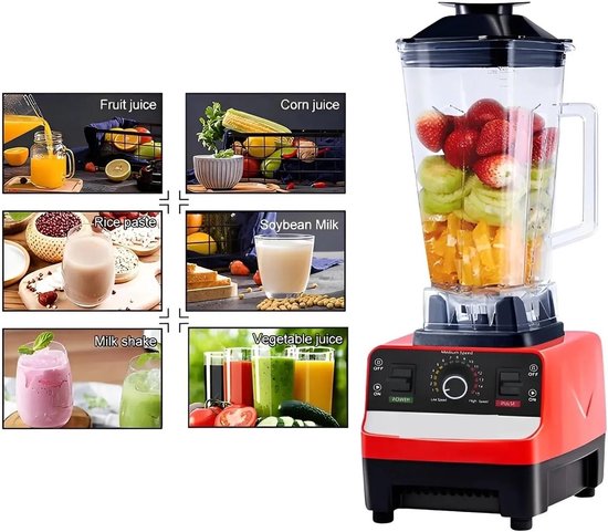 Krachtige Keukenblender - Stationaire Mixer - Gezonde Dranken Maken - Roestvrijstalen Messen - 2.5L Kan - Zwart van Merkloos — afbeelding 5