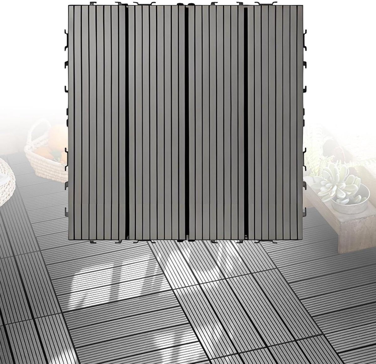 Composiet Dektegels - Terrastegels Tuin - Buitenruimte Creëren - Verbeterde Duurzaamheid - 30 x 30 cm - Houtkleur