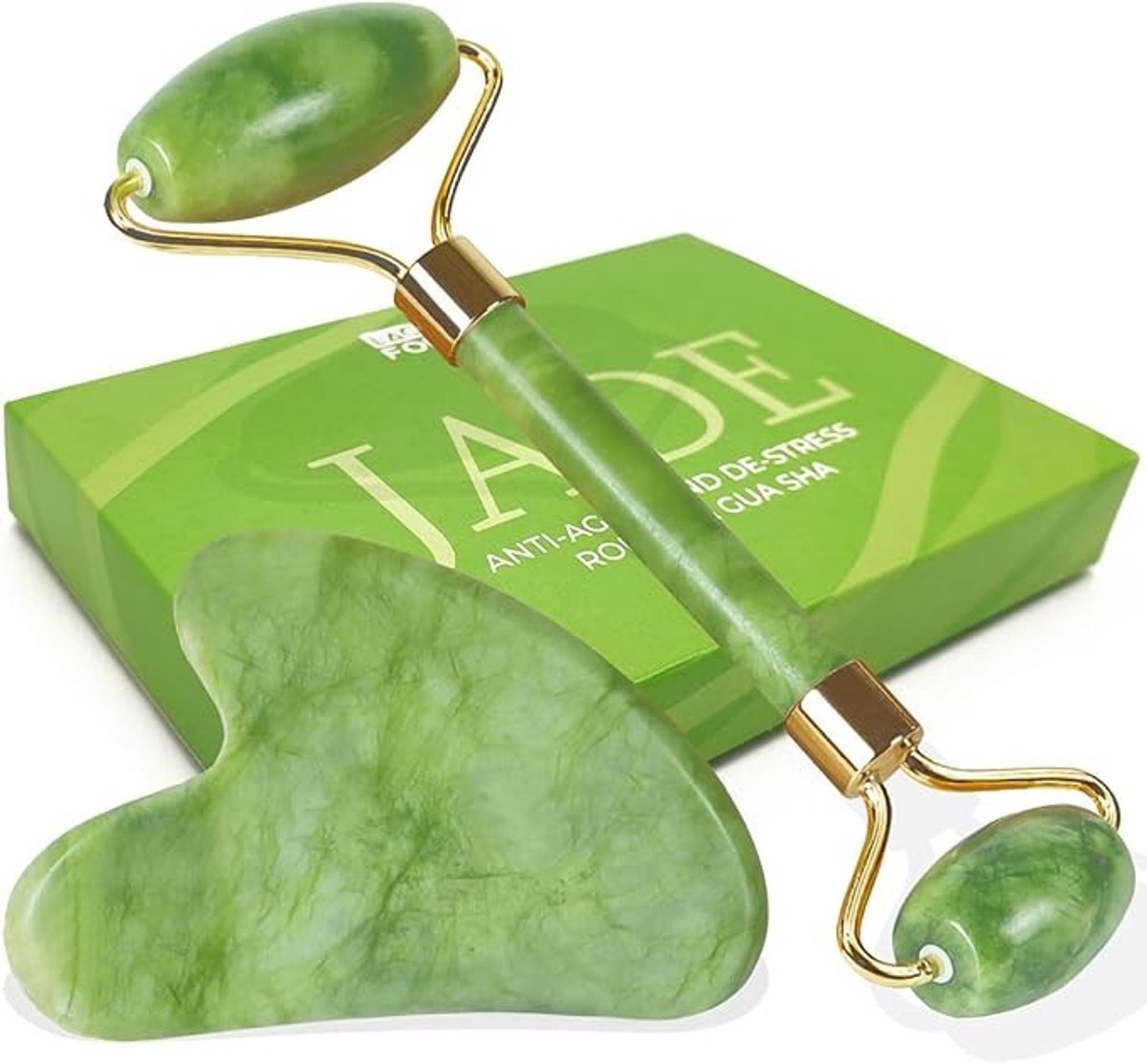 Gua Sha en Jade Roller Set voor Gezichtsmassage en Huidverzorging