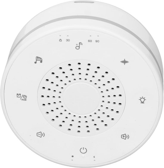 Witte Ruismachine - Slaapgeluiden Apparaat - Ontspanning en Slaap - 30 Verschillende Geluiden - 1000 mAh Batterij - Wit van Merkloos — afbeelding 5