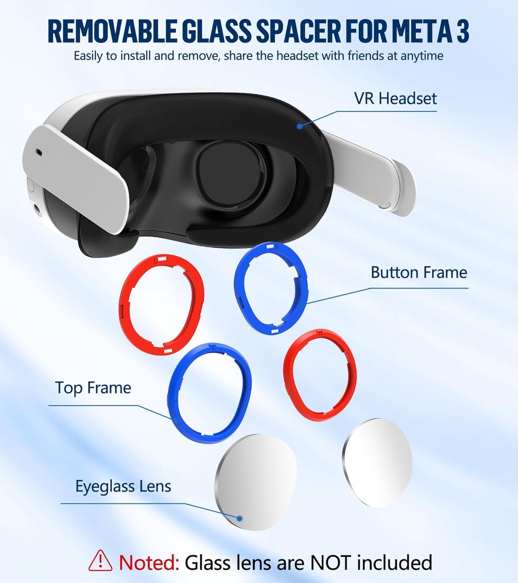 Acer VR Magnetische Frame Bril Spacer voor Oculus/Meta Quest 3, Lenzen Insert Bril Lens Protector Accessoires, Anti Krassen Glas Spacer Bescherming voor Oculus Quest 3 Headset thumbnail 5