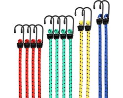 Avesteir Set van 12 Spanbanden, Spanrubber Met Haken, Expander Met Haken, Expanders in 4 Lengtes, Rubberen Spanners, Spanhaken, Spanband, Koord