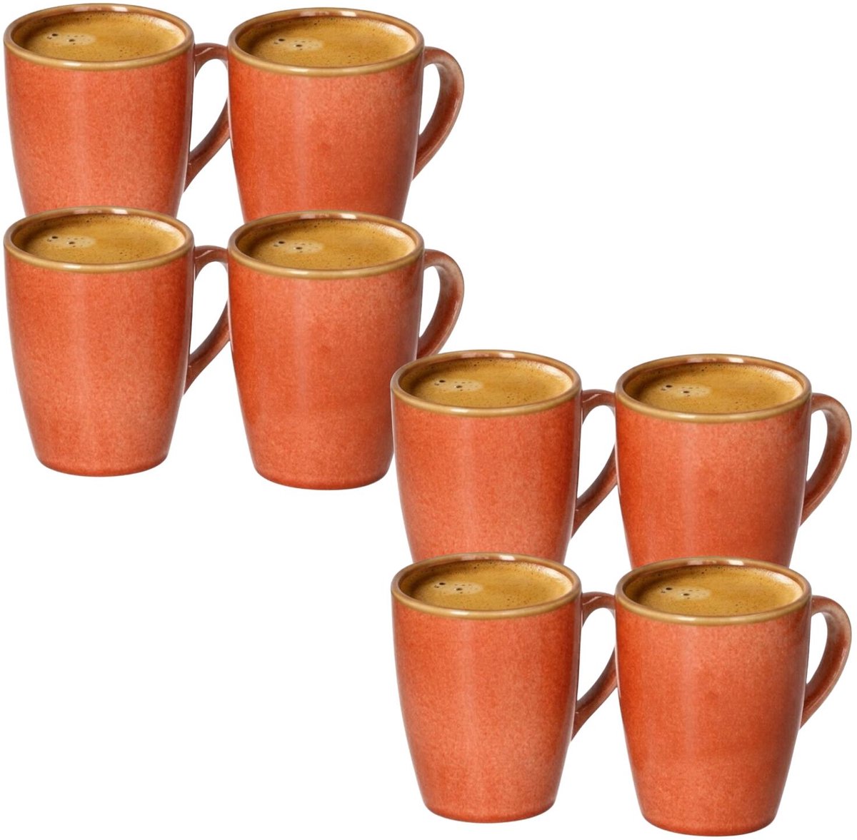 Siaki Koffiemok / theemok Faye - terra - set 8x - 340 ml - mokken - kerammiek - tas