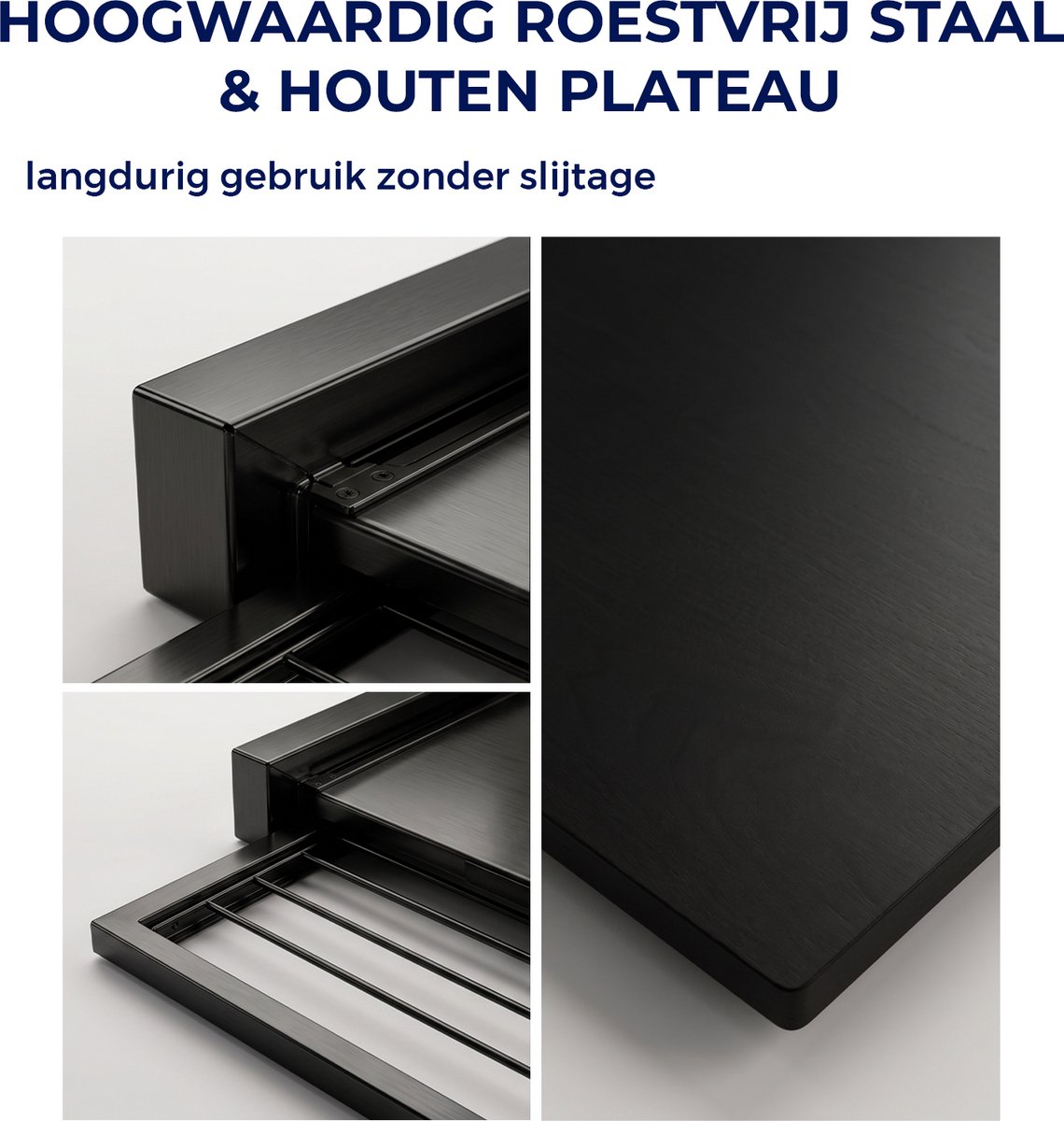ProductXpert Stacko™ - Stapelkit - Tussenstuk - Uitschuifbare Plank met Handdoekhouder - Wasmachine en Droger - Zwart - Antislip — afbeelding 3