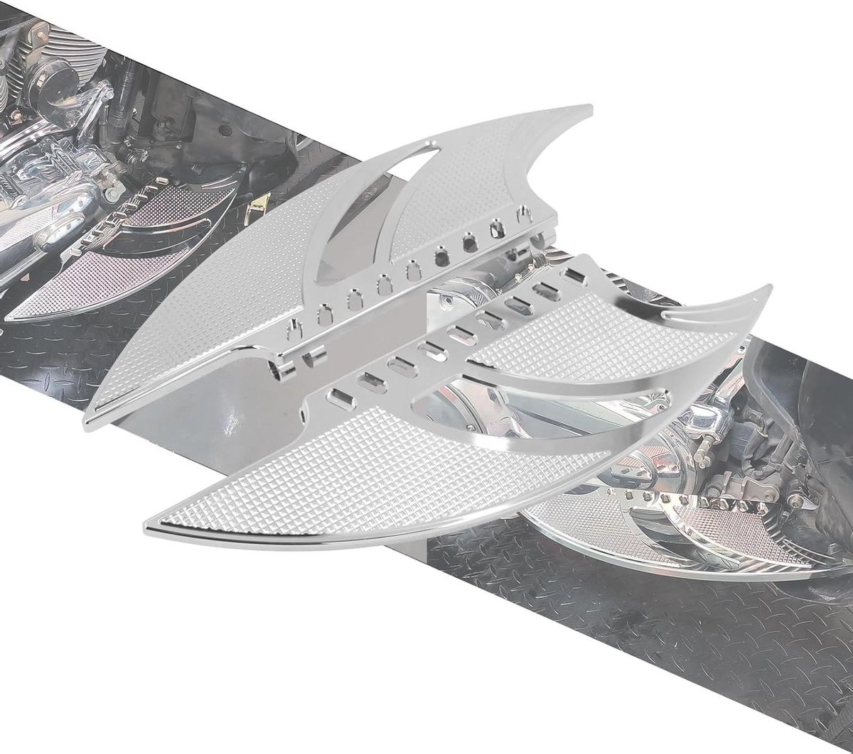 Motorfiets Vloerplaten - Rijders Voetsteunen - Comfortabel Rijden - Billet Aluminium - 2 Kilogram - Chroom