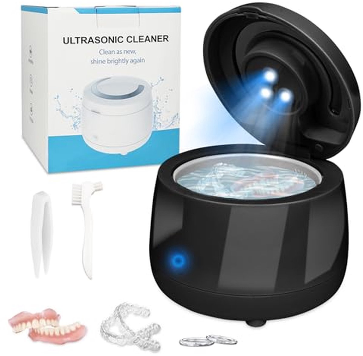 Ultrasone Reiniger - Sieraden Schoonmaker - Precisie Reiniging - 43000 Hz Geluidsgolven - 124 x 92 x 124 cm - Zwart