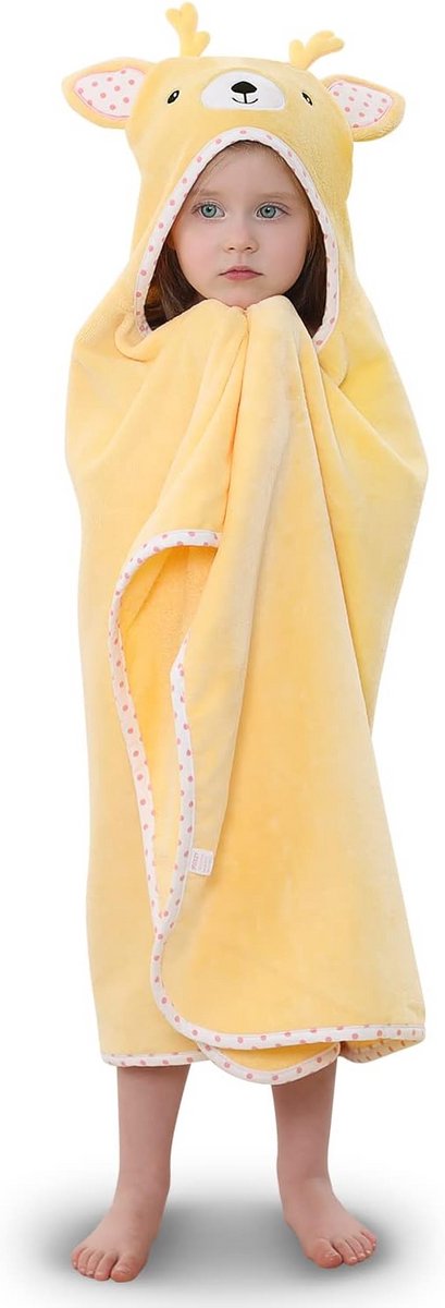 Babybadcape met capuchon - Dierenhanddoek baby - Na het baden - Extra dik katoen - 81 x 61 cm