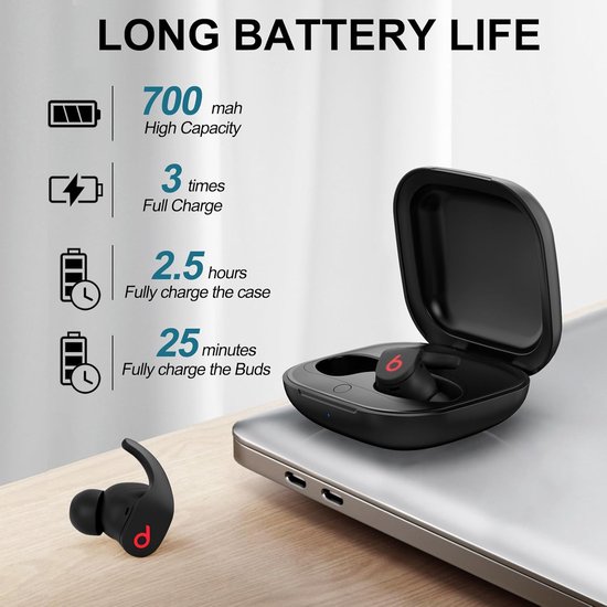 Oplaadcase Compatibel met B-eats Fit Pro(Geen Oordopjes) - Vervangende Oplaadcase, voor B-eats Fit Pro, Bluetooth Koppeling, 700 mAh Batterij, Ondersteuning Bedraad & Draadloos Opladen — afbeelding 4